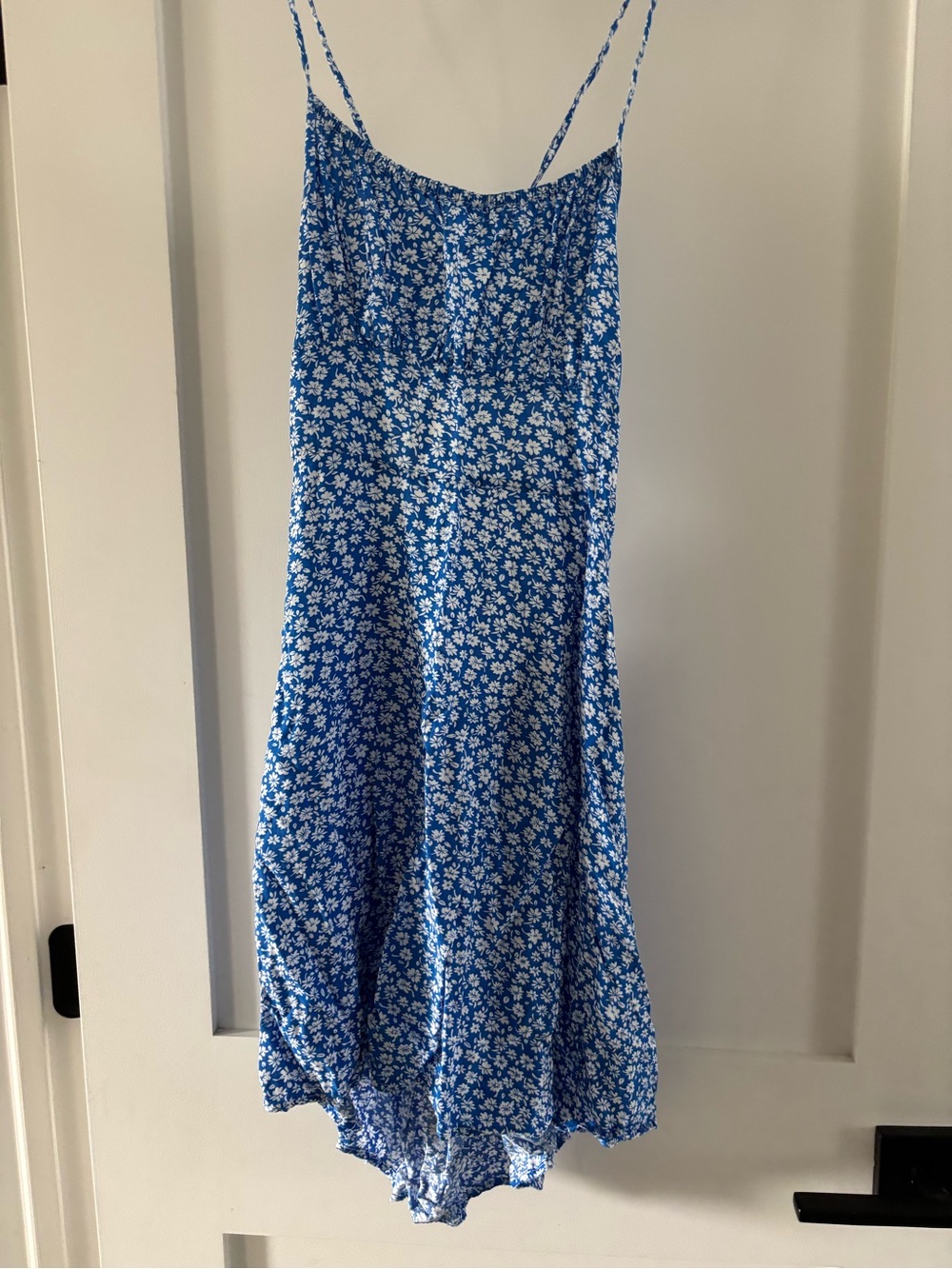 Blue Floral Midi Skirt with Spaghetti Straps
